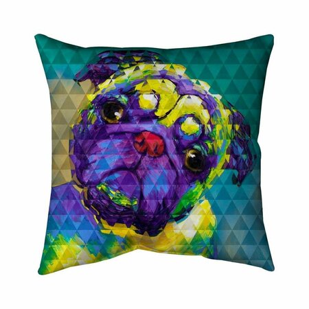 BEGIN HOME DECOR 20 x 20 in. Geometric Curious Pug-Double Sided Print Indoor Pillow 5541-2020-AN81